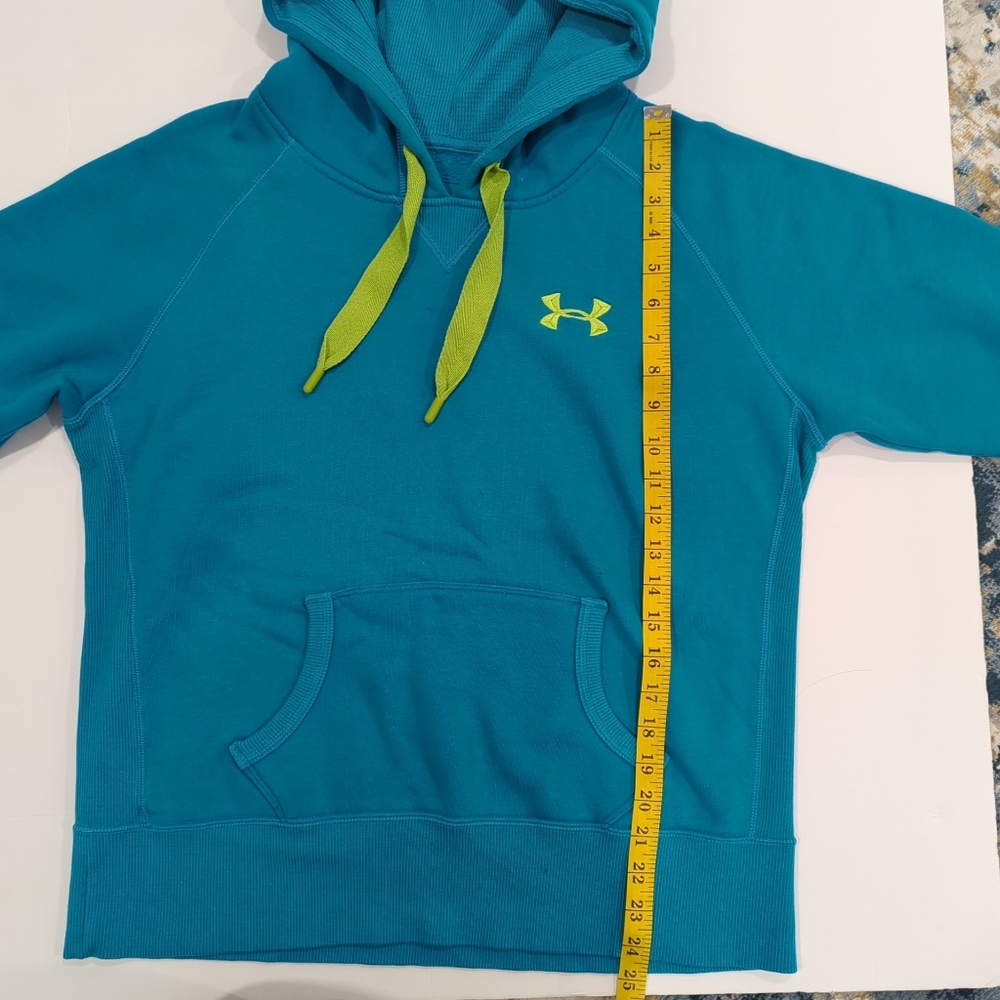 Under Armour Storm Cold Gear Teal Blue Hoodie with Green Accents Women's Medium - Picture 12 of 13